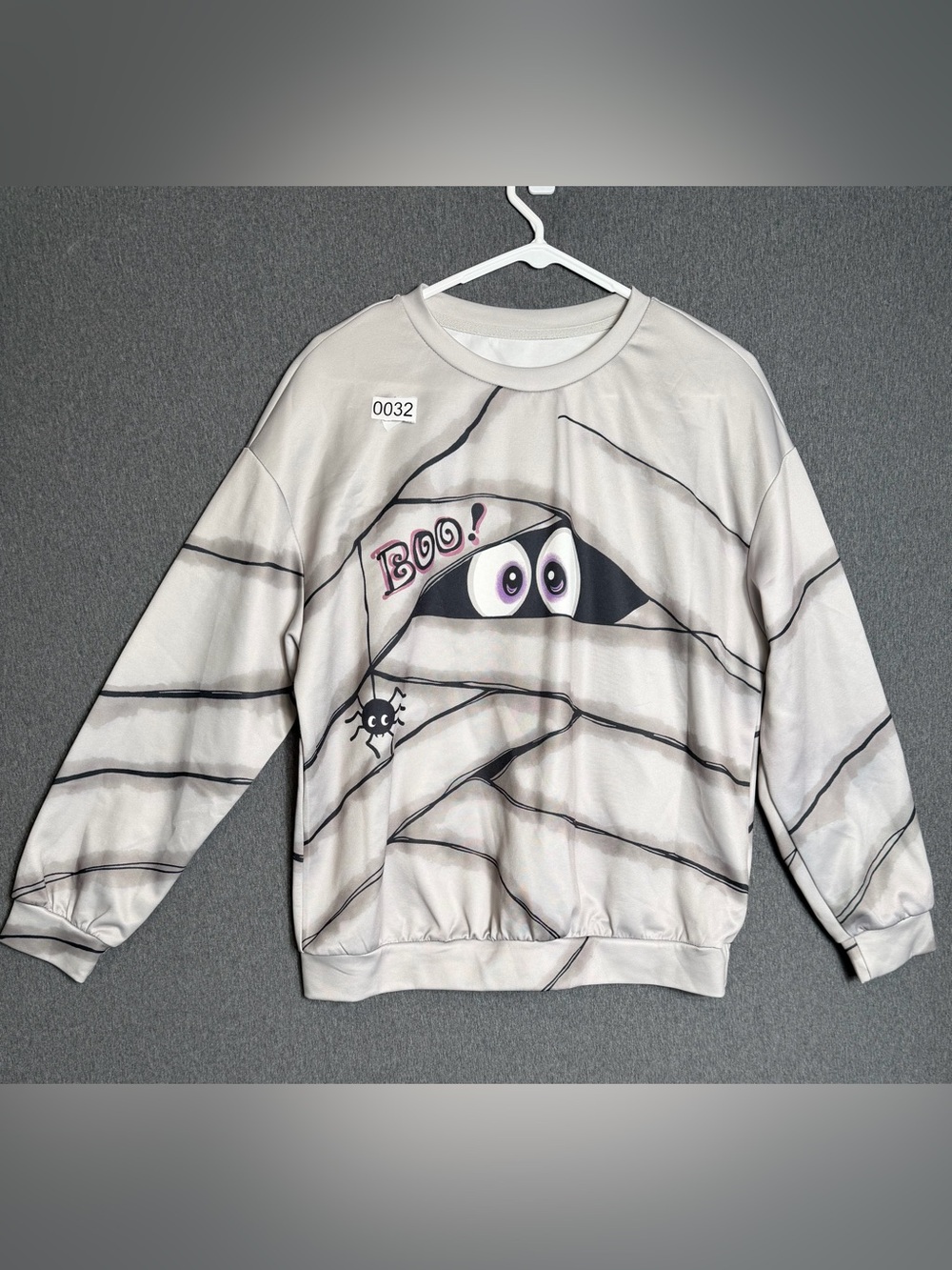 Graphic 'Boo!' Crewneck Sweater - Light Cream